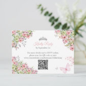 Cartons Réponse Blush Rose et Papillon Floral Vert Quinceañera (Debout devant)