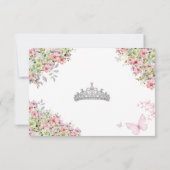 Cartons Réponse Blush Rose et Papillon Floral Vert Quinceañera (Dos)