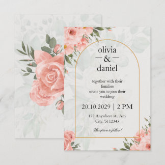Cartons Réponse Blush Rose et Vert Sauge Élégant Arch Floral Maria
