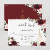 Cartons Réponse Blush Rose Floral Or Paris Eiffel Quinceañera (Devant / Derrière)