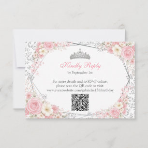 Cartons Réponse Blush Rose Quinceañera Papillon Argenté