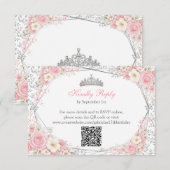 Cartons Réponse Blush Rose Quinceañera Papillon Argenté (Devant / Derrière)