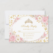 Cartons Réponse Blush Rose Quinceañera Papillon Doré (Devant)