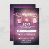 Cartons Réponse bocaux de mason rustique lumières à cordes mariage (Devant / Derrière)