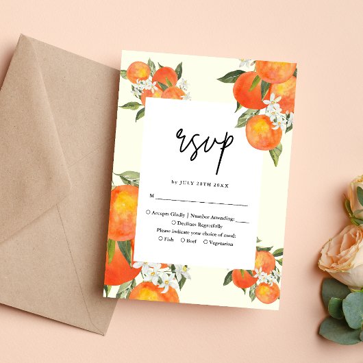 Cartons Réponse Boho Abstract Sketchy Orange Garden Wedding