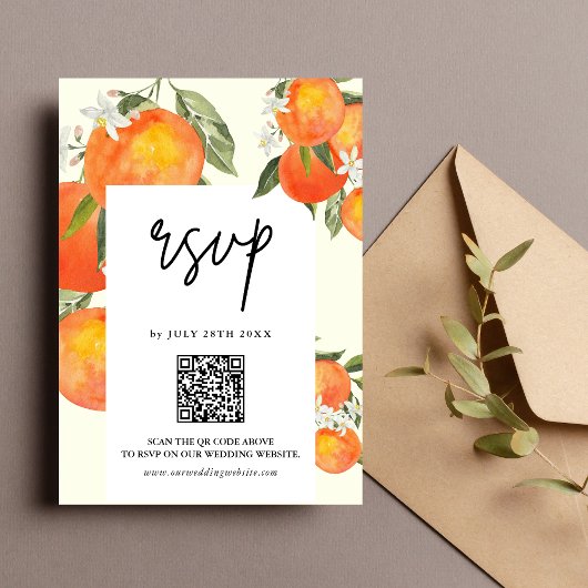 Cartons Réponse Boho Abstract Sketchy Orange Garden Wedding