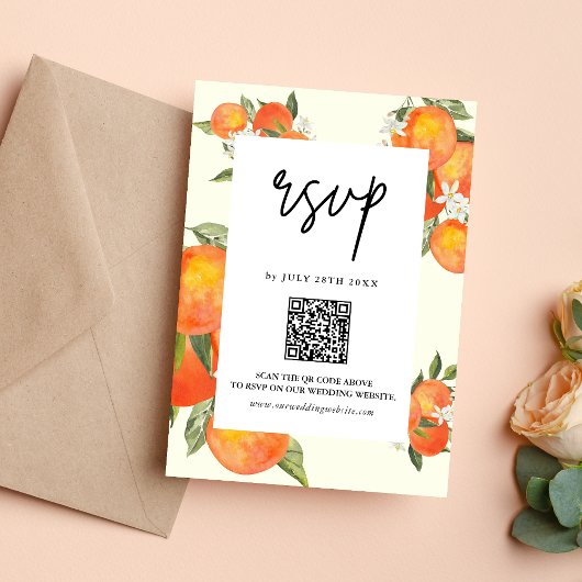 Cartons Réponse Boho Abstract Sketchy Orange Garden Wedding