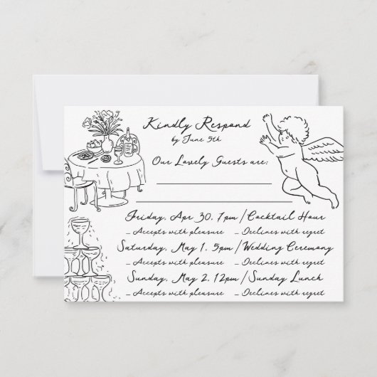 Cartons Réponse Boho Angel Doodle Main Drag Simple Multi Event (Devant)