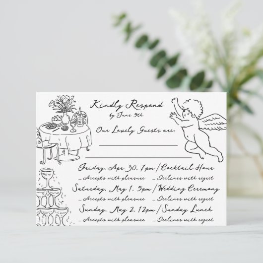 Cartons Réponse Boho Angel Doodle Main Drag Simple Multi Event (Debout devant)