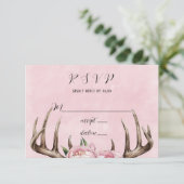 Cartons Réponse Boho Antler avec Mariage Pink Peonies (Debout devant)