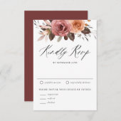 Cartons Réponse Boho Aquarelle Chute Fleurs Mariage (Devant / Derrière)