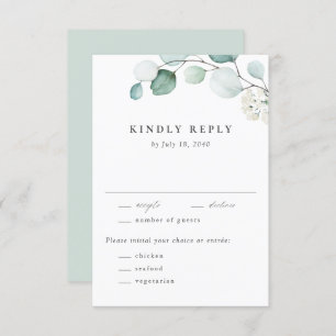 Cartons Réponse Boho Aquarelle Eucalyptus Feuille Mariage vert