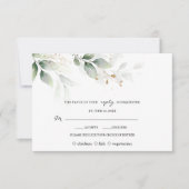 Cartons Réponse Boho Aquarelle Eucalyptus Mariage or vert (Devant)