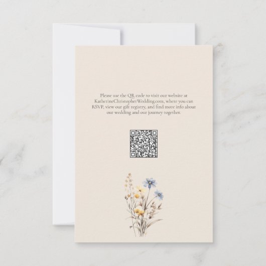 Cartons Réponse BOHO Aquarelle Fleur sauvage Élégant Mariage beige (Dos)