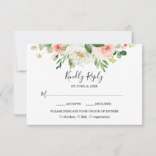 Cartons Réponse Boho Aquarelle rose Blush Flowers Mariage