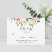 Cartons Réponse Boho Aquarelle rose Blush Flowers Mariage (Debout devant)