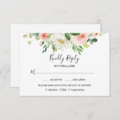 Cartons Réponse Boho Aquarelle rose Blush Flowers Mariage (Devant / Derrière)