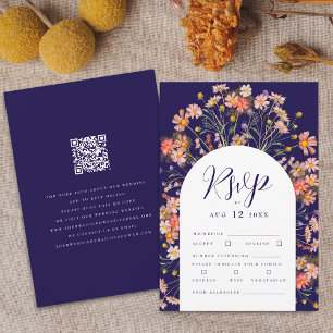 Cartons Réponse Boho Automne Rustique Fleurs Sauvages Code QR Mari