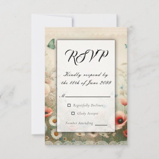 Cartons Réponse Boho Blooms et Vintage Vows Mariage (Devant)