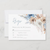 Cartons Réponse Boho Blue : Dusty Blue Bohemian Floral Mariage (Devant)