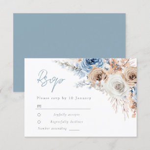 Cartons Réponse Boho Blue : Dusty Blue Bohemian Floral Mariage