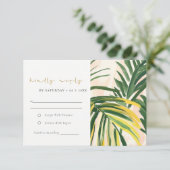 Cartons Réponse Boho Blush Green Tropical Palm Beach Mariage (Debout devant)