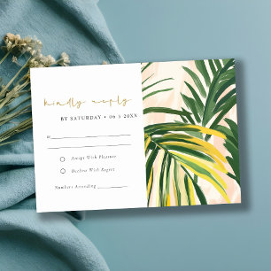 Cartons Réponse Boho Blush Green Tropical Palm Beach Mariage