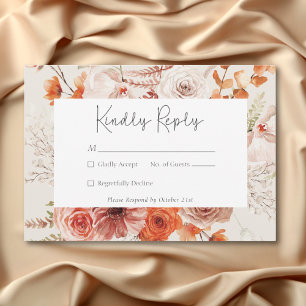 Cartons Réponse Boho Brûlé Orange Chute Floral Monogramme Beige