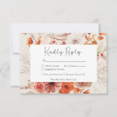 Cartons Réponse Boho Brûlé Orange Chute Floral Monogramme Beige (Devant)