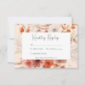 Cartons Réponse Boho Brûlé Orange Chute Floral Monogramme Pêche (Devant)