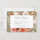 Cartons Réponse Boho Brûlé Orange Chute Florale Monogramme Sage (Devant)