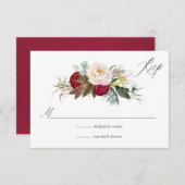 Cartons Réponse Boho Burgundy - Marsala Floral Mariage (Devant / Derrière)