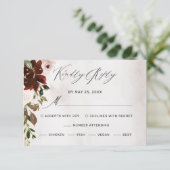 Cartons Réponse Boho Burgundy Rose Rose Aquarelle Mariage Floral (Debout devant)