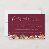 Cartons Réponse Boho Burgundy Winter Holiday Mariage QR Code (Devant)