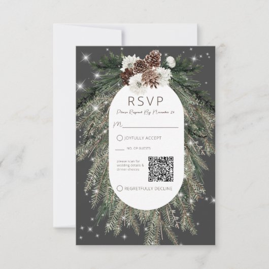 Cartons Réponse Boho Charcoal Pine Winter Sparkle QR Code (Devant)