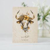 Cartons Réponse Boho Chic Aquarelle Floral Vache Mariage crâne (Debout devant)