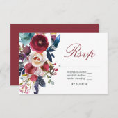 Cartons Réponse Boho Chic Bourgogne et Mariage de automne d'automn (Devant / Derrière)