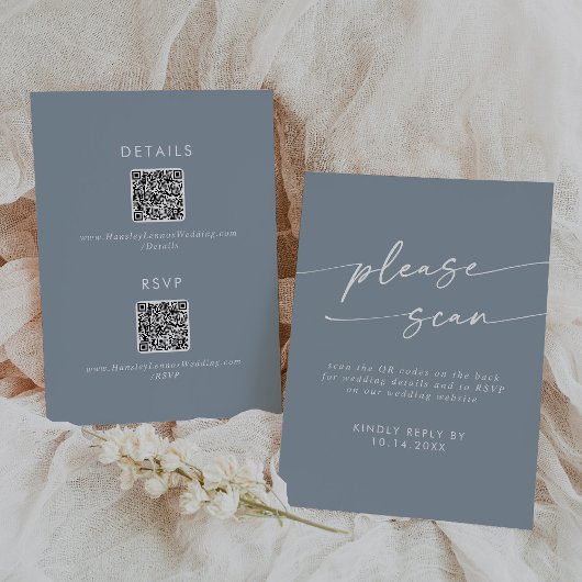 Cartons Réponse Boho Chic Dusty Blue QR Détails du code