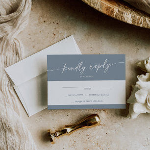 Cartons Réponse Boho Chic Dusty Blue Simple Mariage