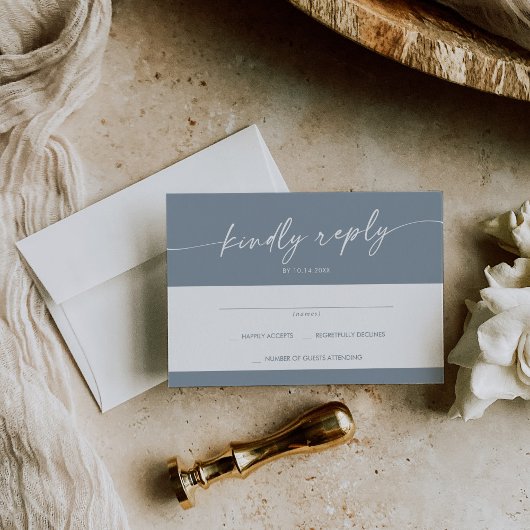 Cartons Réponse Boho Chic Dusty Blue Simple Mariage