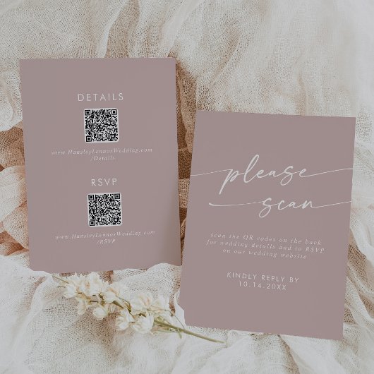 Cartons Réponse Boho Chic Dusty Rose rose QR Détails du code