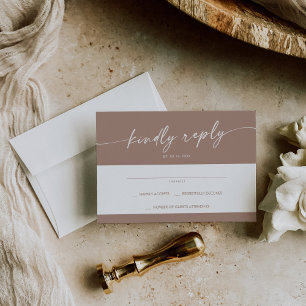 Cartons Réponse Boho Chic Neutral Taupe Simple Mariage