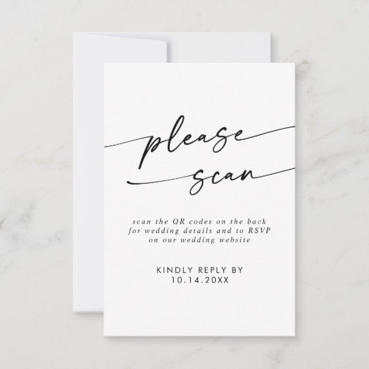 Cartons Réponse Boho Chic noir et blanc QR Code Détails et (Devant)