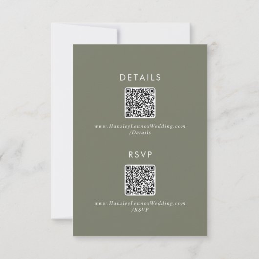 Cartons Réponse Boho Chic Olive Green QR Détails du code (Dos)