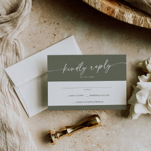 Cartons Réponse Boho Chic Olive Green Simple Mariage