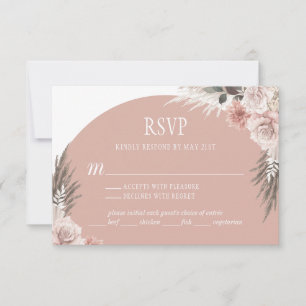 Cartons Réponse Boho Chic Pampas Grass Rose Sage Mariage Floral