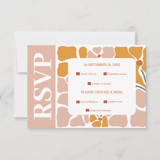 Cartons Réponse Boho Chic Retro Floral Mariage (Devant)