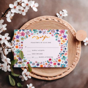 Cartons Réponse Boho Chic Rose Pâle Or Fleur Sauvage Mariage