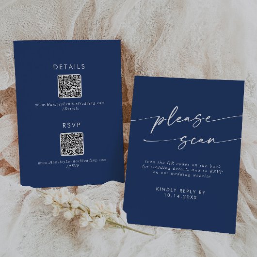Cartons Réponse Boho Chic Royal Blue QR Détails du code