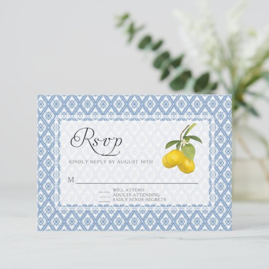 Cartons Réponse BOHO Citrus citron rustique Trellis Mariage floral (Debout devant)